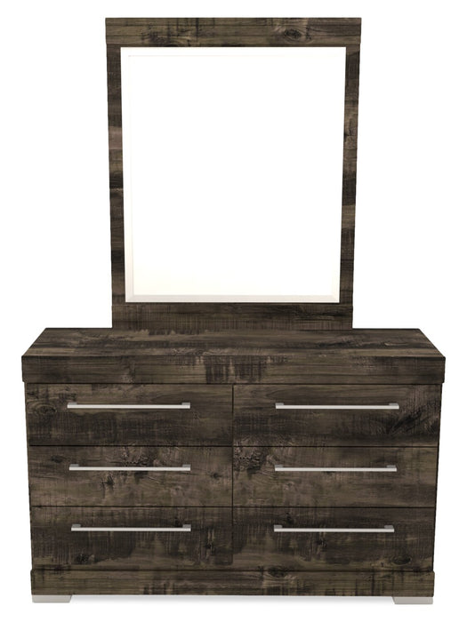 Riley 5pc Bedroom Set with Panel Bed, Dresser & Mirror, Made in Canada, Grey - Twin Size