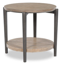 Lloyd 27” Modern Round End Table with Shelf - Grey Brown 