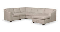 Envy 5-Piece Right-Facing Chenille Fabric Sleeper Sectional with Storage Chaise - Almond Beige 