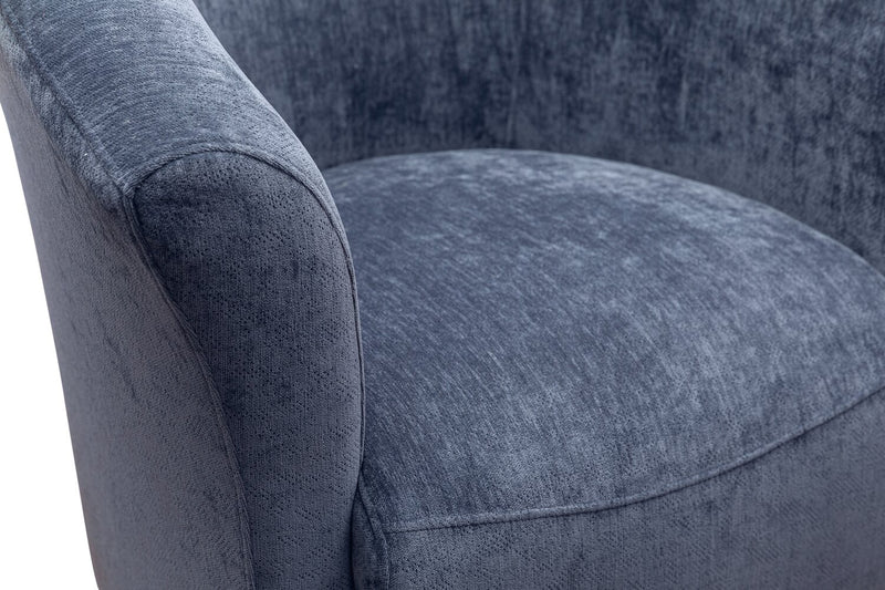 Ethan 31\" Linen-Look Fabric Tub-Style Accent Chair with Wood Legs – Navy  