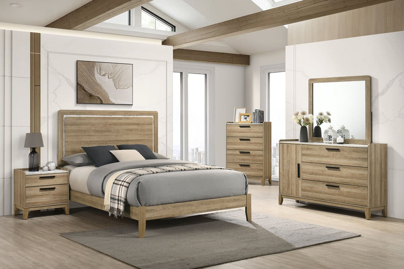 Sable Bedroom 3-Drawer Dresser with Storage Cabinet, 59\"W x 37\"H - Light Brown