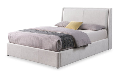 Nico Upholstered Storage Platform Bed in Polyester Taupe Fabric, Hyrdraulic Lift  - King Size | Lit plateforme rembourré Nico en tissu de polyester taupe avec rangement et levage hydraulique - format très grand lit