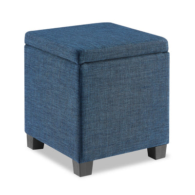 Ottawa 14.75" Square Fabric Storage Ottoman - Navy|Pouf de rangement carré Ottawa de 14,75 po en tissu - bleu marine