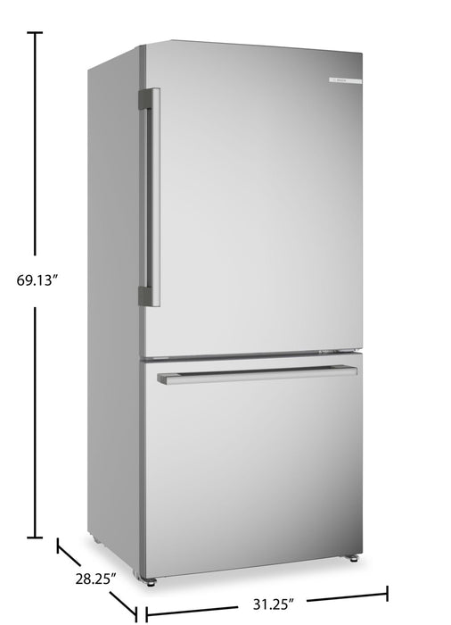 Bosch 100 Series 33\" 17.2 Cu. Ft. Counter-Depth 2-Door Refrigerator - Stainless Steel - B33CM10SNS