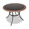 Kort & Co. Ibiza Outdoor Patio Table - Hand-Woven Resin Wicker, Round Black Glass Table Top, UV & Weather Resistant - Dark Grey/Natural