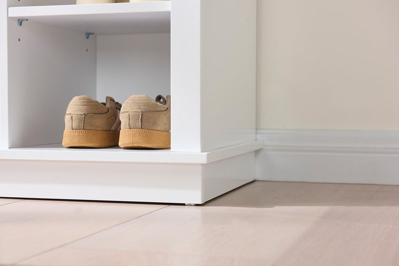 Quinn 39.75\" Hall Tree with Shoe Storage - Matte White