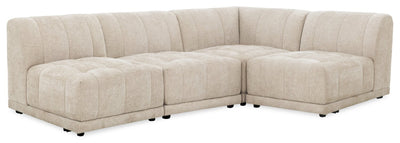 Kort & Co. Oaklyn Modular 4-Piece Fabric Sectional with Tufted Seat Cushions - Beige | Sofa sectionnel modulaire Oaklyn Kort & Co. 4 pièces en tissu avec coussins de siège capitonnés - beige