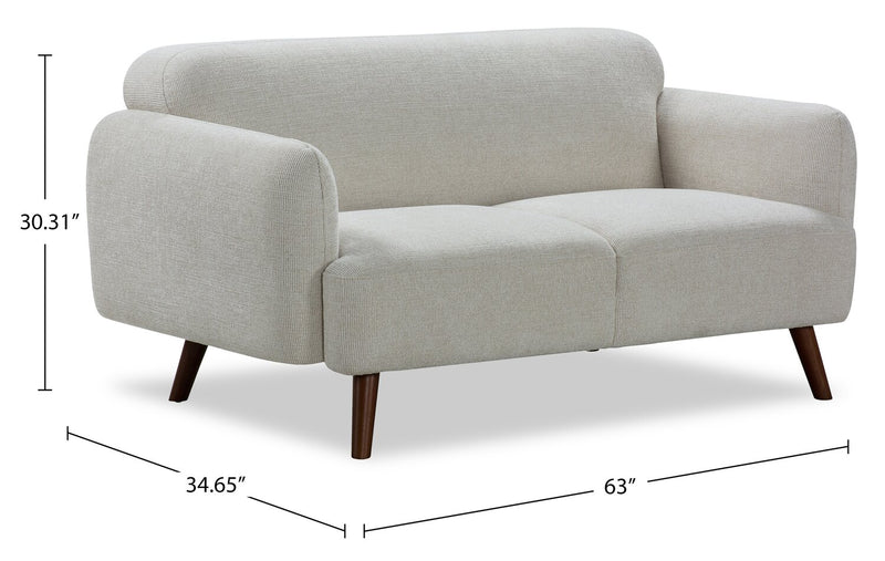 Sadie 63\" Fabric Loveseat with Rubberwood Legs – Beige