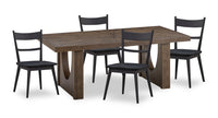 Kort & Co. Sol 5pc Dining Set with Table & 4 Chairs, Pedestal Base, 78