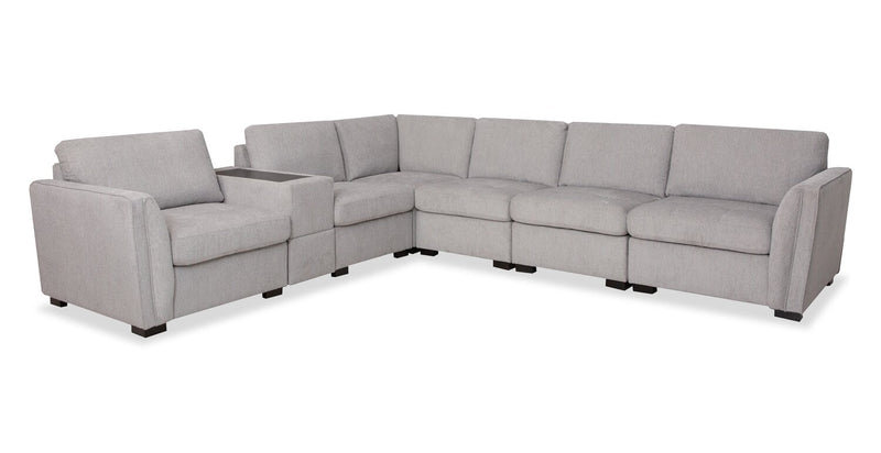 Vault 7-Piece Sectional with Five Storage Chairs and Storage USB Console - Grey