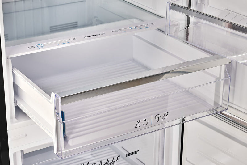 Unique Classic Retro 28\" 17 Cu Ft. Bottom Mount Refrigerator - Black - UNQ-455L B AC