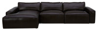 Sedona 3-Piece Genuine Leather Left-Facing Modular Sectional - Chocolate 