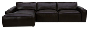 Sedona 3-Piece Genuine Leather Left-Facing Modular Sectional - Chocolate