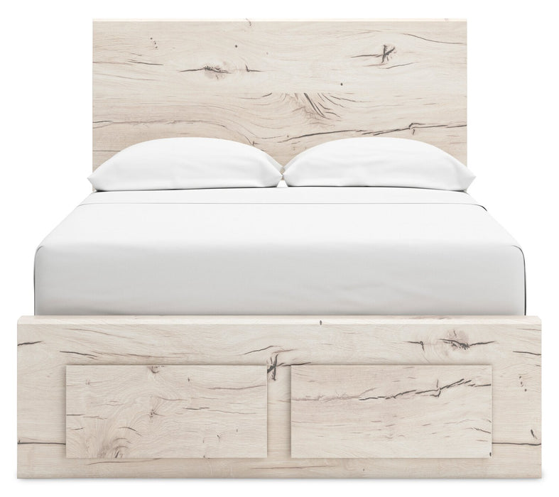 Derekson 5pc Bedroom Set with Storage Bed, Dresser & Mirror, Rustic White - Full Size