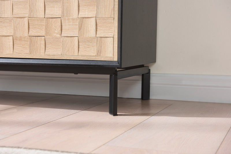 Alenna 36\" 2-Door Accent Cabinet - Black with Weathered White Doors