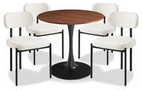 Rio 5pc Dining Set with Table & 4 Chairs, Metal Pedestal Base, 36