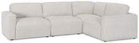 Kort & Co. Lotus Modular 4-Piece Chenille Fabric Sectional with Feather Down Cushions - Linen Grey 