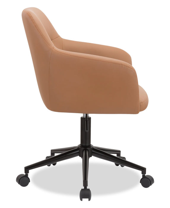 Stevie 23\" Swivel Leather-Like Office Chair with Adjustable Height – Dark Brown