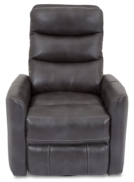 Cindy Crawford Home Quinn 31\" Leather-Look Fabric Swivel Rocker Power Reclining Chair - Grey