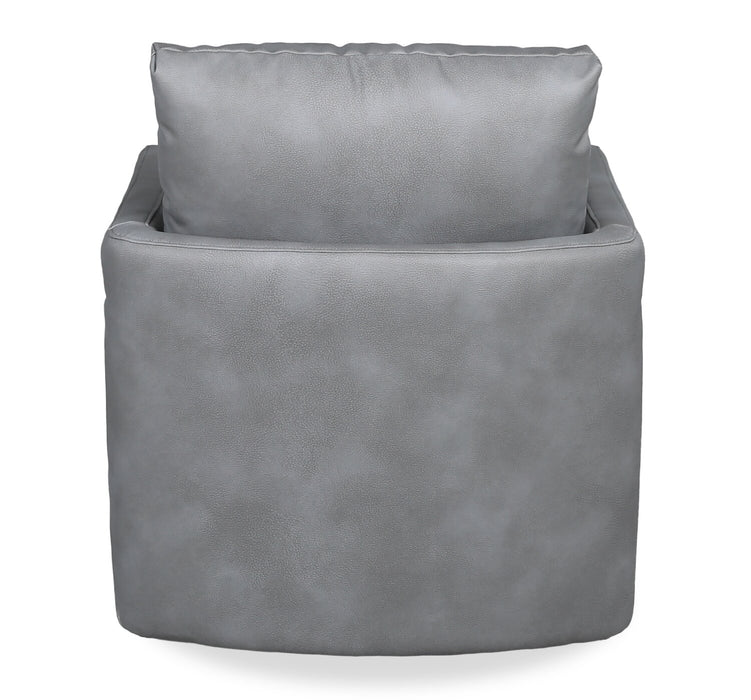 Ever 28\" Swivel Leather-Like Fabric Accent Chair – Grey