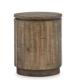 Elm 20” Round Rustic Pine End Table - Brown