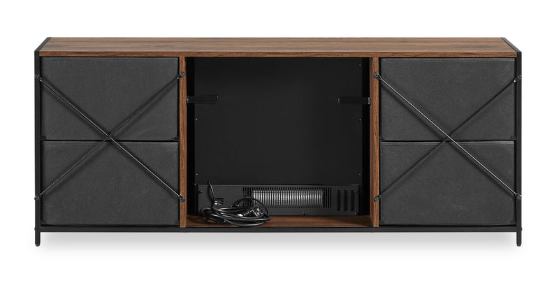  Harvin 54\" Electric Fireplace TV Stand with Storage for TVs up to 60\" – Brown Oak 