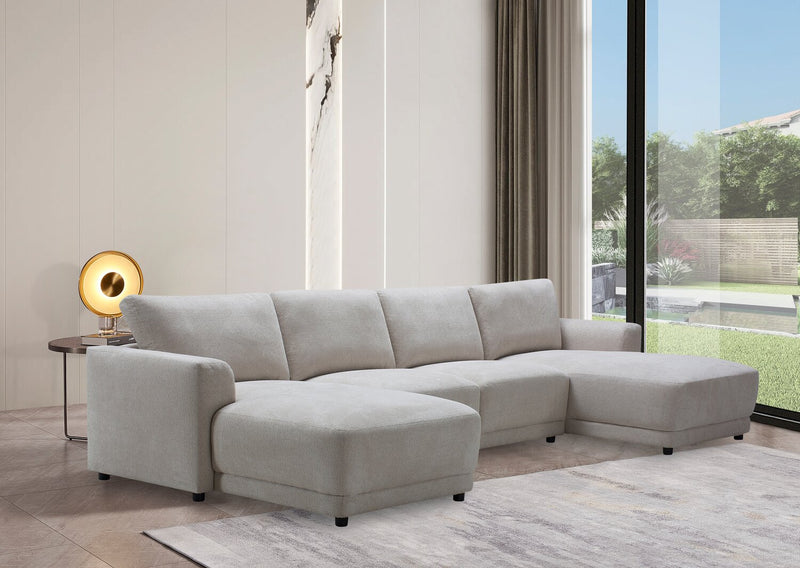 Voyage Modular 4-Piece U-Shaped Fabric Sectional with Removable Back Cushions – Beige