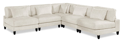 Lounge 5-Piece Chenille Armless Modular Sectional – Beige 