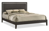 Sable Panel Bed with Headboard & Frame, Dark Grey - King Size 