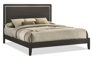 Sable Panel Bed with Headboard & Frame, Dark Grey - King Size