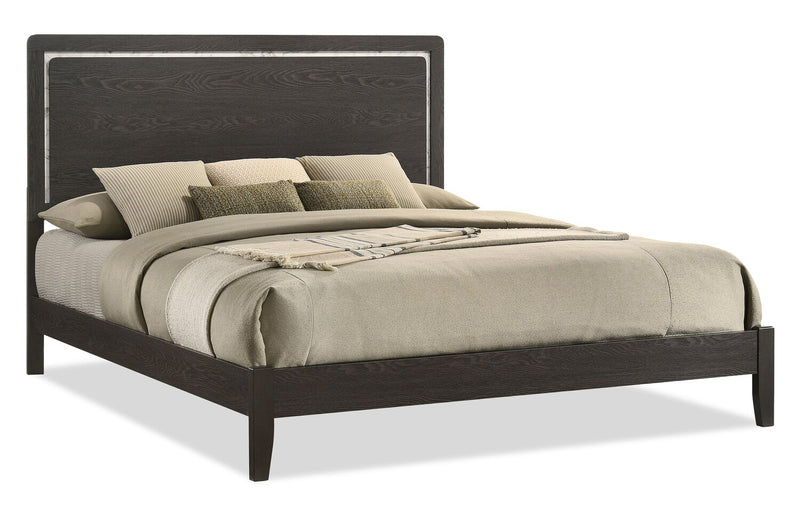 Sable Panel Bed with Headboard & Frame, Dark Grey - King Size