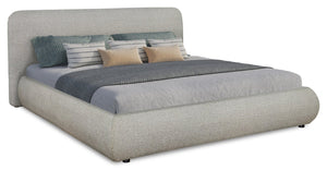 Luka Upholstered Platform Bed in Grey Polyester Fabric, Modern - King Size