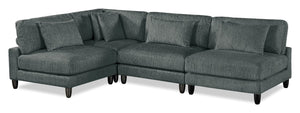 Lounge 4-Piece Chenille Armless Modular Sectional – Grey