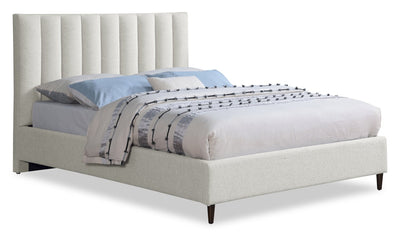 Kort & Co. Rain Upholstered Platform Bed in Light Grey Fabric, Tufted - King Size | Lit plateforme rembourré Rain de Kort & Co. en tissu gris clair capitonné - format très grand lit