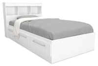 Riley Twin Mates Bed with Bookcase Headboard - White 