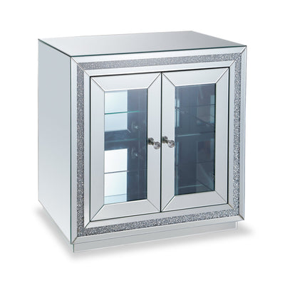 Roxie 31.5” Accent Cabinet with Glass Doors and LED Lighting - Silver | Armoire décorative Roxie de 31,5 po avec portes en verre et éclairage à DEL - argentée | ROXIEACC