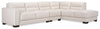 Citadel 3-Piece Right-Facing Top-Grain Genuine Leather Sectional with Wood Legs - Frost White