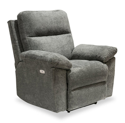 Made in Canada Oliver 40" Chenille Fabric Power Reclining Chair with USB Port - Addison Pewter Grey | Fauteuil à inclinaison électrique Oliver 40 po fabriqué au Canada, en tissu de chenille avec port USB - gris étain Addison