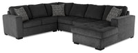 Legend 4-Piece Right-Facing Chenille Sleeper Sectional - Pepper  