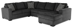 Made in Canada Legend 4-Piece Right-Facing Chenille Fabric Sleeper Sectional with Storage Chaise - Pepper Grey