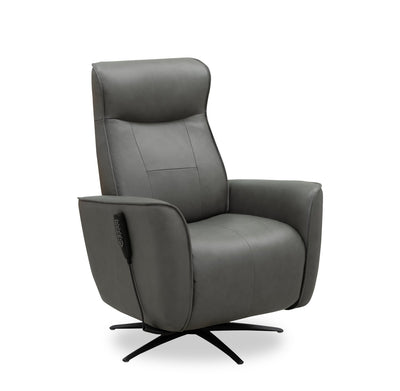 Serene 31" Genuine Leather Power Reclining Massage Chair with Power Headrest and Heated Seat - Grey | Fauteuil de massage à inclinaison électrique Serene de 31 po en cuir véritable avec appuie-tête électrique et siège chauffant - gris