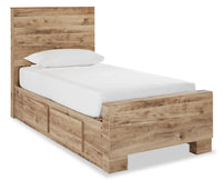 Derekson Storage Bed with 2 Built-In Side Drawers for Kids, Natural - Twin Size 