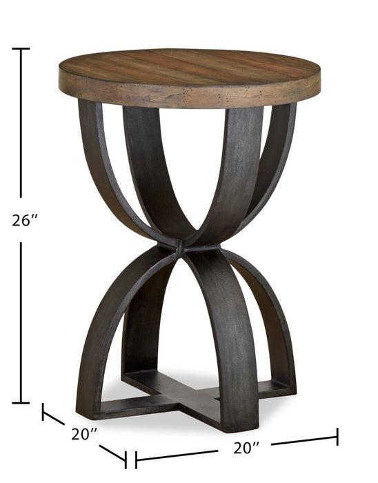 Brewer 20” Industrial Solid Wood Round End Table - Rustic Honey
