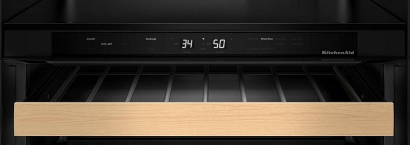 Kitchenaid® 24\" Undercounter Wine Cellar with Full-Extension Wood-Front Racks - Black Ore - KUWR524SBE