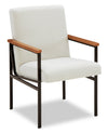 Indie Dining Arm Chair with Polyester Fabric, Metal - Taupe