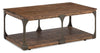 Albany 48” Industrial Pine Coffee Table with Shelf and Casters - Bourbon