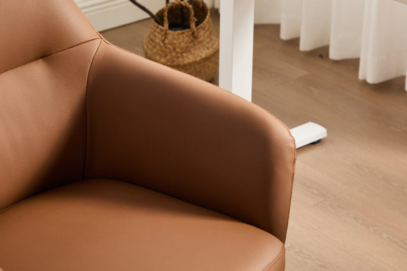 Stevie 23\" Swivel Leather-Like Office Chair with Adjustable Height – Dark Brown