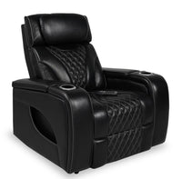 Elite Genuine Leather Power Recliner with Massage Function - Black 