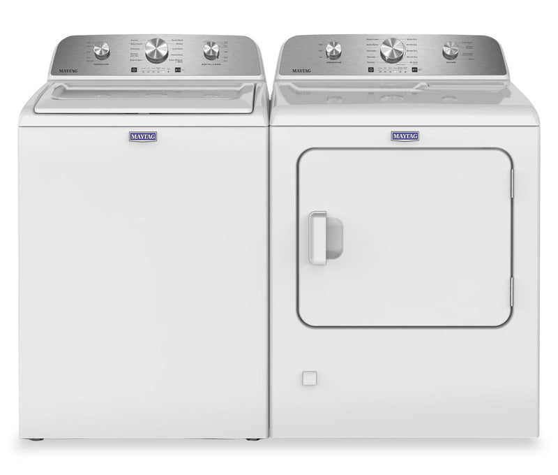 Maytag 4.8 Cu. Ft. Top Load Washer and 7.0 Cu. Ft. Gas Dryer with Wrinkle Prevent Option – White 