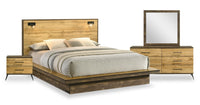 Silas 6pc Bedroom Set with Platform Bed, Dresser, Mirror & Nightstand, LED, Rustic White - Queen Size 